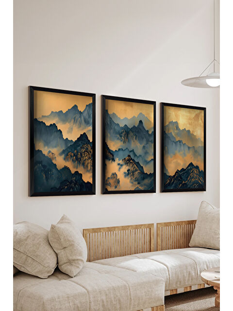Artavessa 3 Parça Siyah Çerçeve Görünümlü MDF Poster Tablo Seti - Set 23 - ERSY3DSYHSET23-3348