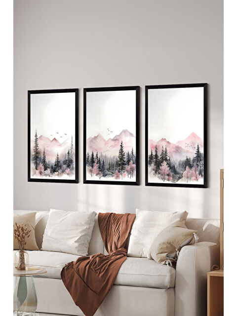 Artavessa 3 Parça Siyah Çerçeve Görünümlü MDF Poster Tablo Seti - Set 25 - ERSY3DSYHSET25-3348