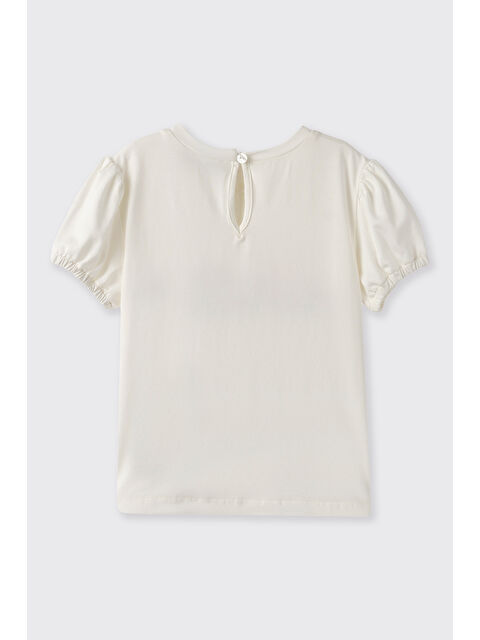 Panço Kız Bebek Nakış Detaylı Ekru Tişört - S000448709-19965