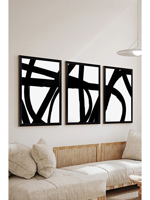 Artavessa 3 Parça Siyah Çerçeve Görünümlü MDF Poster Tablo Seti - Set 35 - ERSY3DSYHSET35-3348