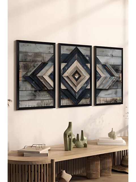 Artavessa 3 Parça Siyah Çerçeve Görünümlü MDF Poster Tablo Seti - Set 6 - ERSY3DSYHSET6-2030