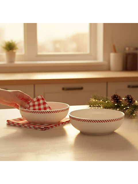 GÜRAL PORSELEN Ece 2li Red Glow 20cm Kase 6830 - S000487191-37646