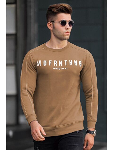 Madmext Kahverengi Bisiklet Yaka Sweatshirt 5319 - S000062871-19413