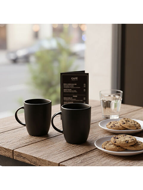 GÜRAL PORSELEN Elit Black Matt 2 Parça Mug Bardak 250 CC - S000483429-37646