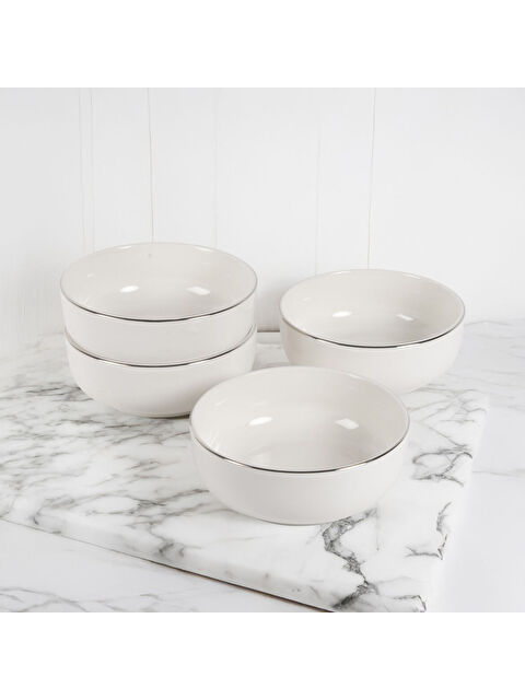 GÜRAL PORSELEN Bilbao 4 Parça 13 Cm Yeni Nesil Kase Gümüş Yaldız 220 - S000483394-37646