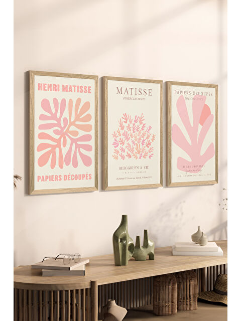 Artavessa 3 Parça Ahşap Çerçeve Görünümlü Mdf Tablo Seti - ERSYCRVSZ3SET6 - 33 x 48