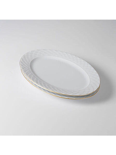 GÜRAL PORSELEN Alfa 2 Parça 30 cm Kayık Tabak Mat Gold - S000302559-37646