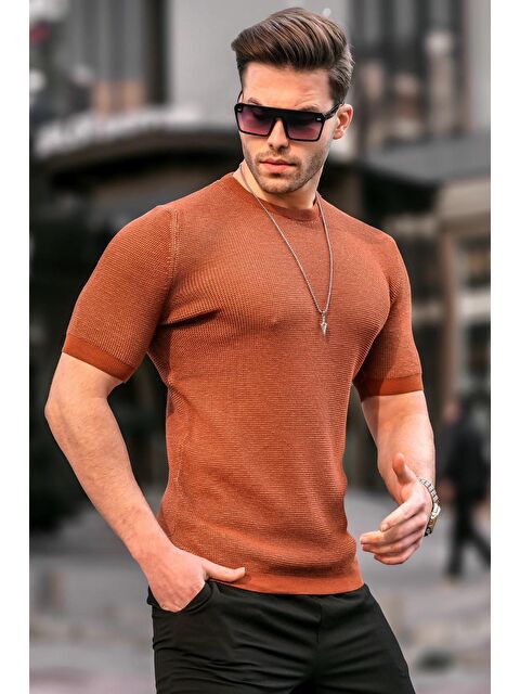 Madmext Erkek Kiremit Triko Tişört 5076