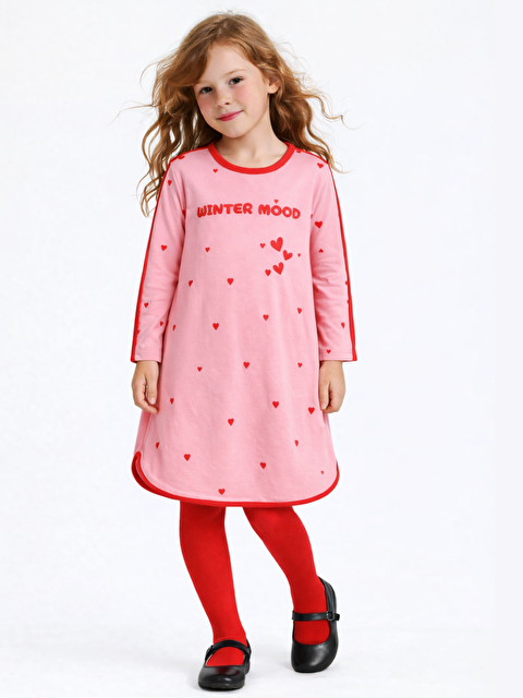 Casabony Winter Mood Pembe Kalın Kız Elbise - S000263528-20024