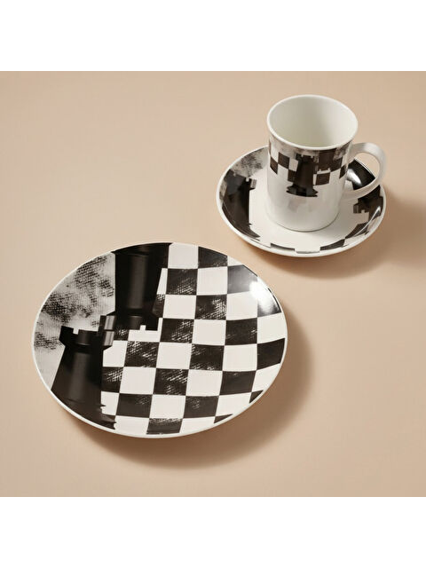 GÜRAL PORSELEN Camelia 3 Parça Çay Takımı Satranç Kale - S000274980-37646
