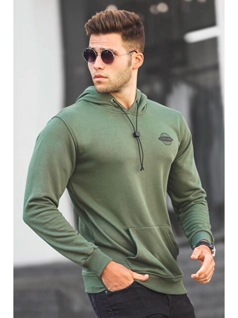 Madmext Haki Baskılı  Erkek Hoodie 5297 - S000062873-18547
