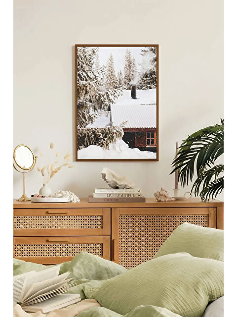 Artavessa Tek Parça Kahverengi Gerçek Ahşap Çerçeveli Tablo Seti - Model 30 - ERSYKHVCRV30-3348