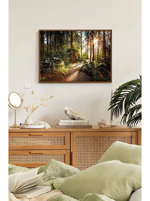 Artavessa Tek Parça Kahverengi Gerçek Ahşap Çerçeveli Tablo Seti - Model 4 - ERSYKHVCRV4-3348