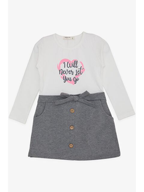 Breeze Kız Çocuk Uzun Kollu Elbise Düğme Aksesuarlı Fiyonklu Beyaz (3-4 Yaş) - S000070099-20063