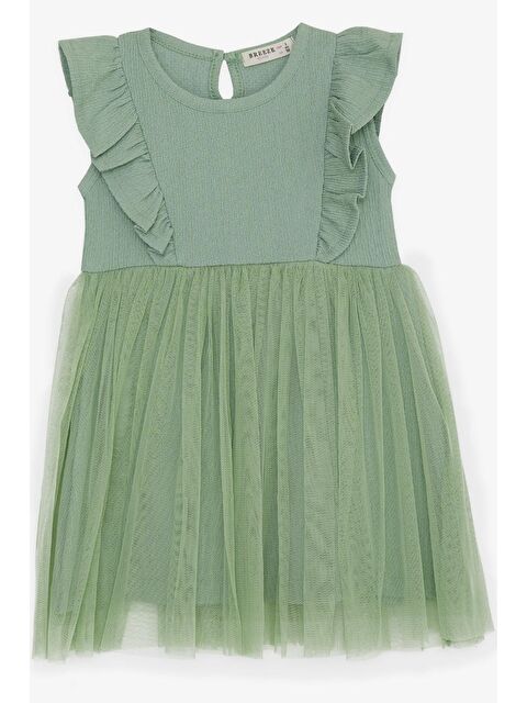 Breeze Kız Çocuk Elbise Tüllü Fırfırlı Mint Yeşili (3-5 Yaş) - S000070128-20054