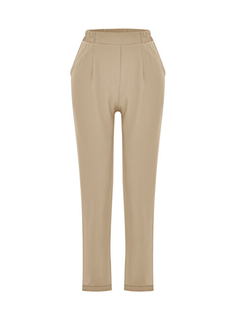 Muni Muni Beli Lastikli Rahat Kesim Düz Renk Pantolon