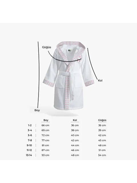 Green Black Relax Kız Çocuk Bornoz %100 Pamuk Nakışlı Beyaz - S000103633-20063