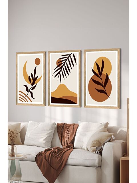 Artavessa 3 Parça Ahşap Çerçeve Görünümlü MDF Poster Tablo Seti - Set 104 - MDF3DSOHOSET104-2030