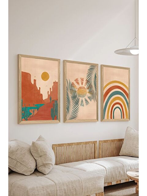 Artavessa 3 Parça Ahşap Çerçeve Görünümlü MDF Poster Tablo Seti - Set 11 - MDF3DSOHOSET11-1520