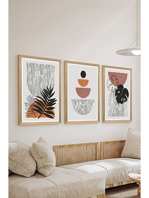 Artavessa 3 Parça Ahşap Çerçeve Görünümlü MDF Poster Tablo Seti - Set 114 - MDF3DSOHOSET114-3348