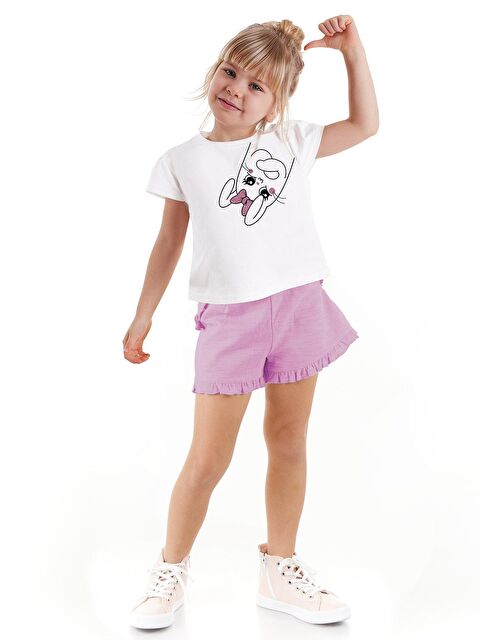 Denokids Kurdelalı Tavşan Kız Çocuk T-shirt Şort Takım - S000009832-23173