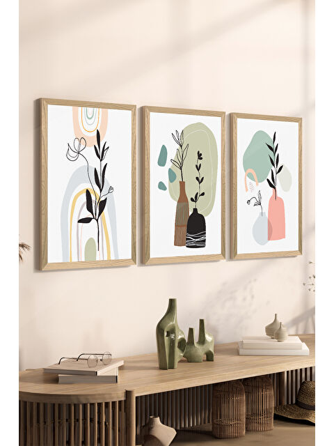 Artavessa 3 Parça Ahşap Çerçeve Görünümlü MDF Poster Tablo Seti - Set 124 - MDF3DSOHOSET124-1520