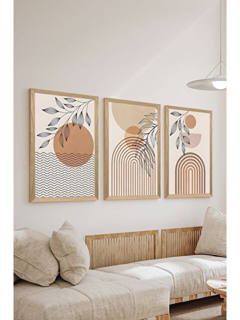 Artavessa 3 Parça Ahşap Çerçeve Görünümlü MDF Poster Tablo Seti - Set 129 - MDF3DSOHOSET129-1520