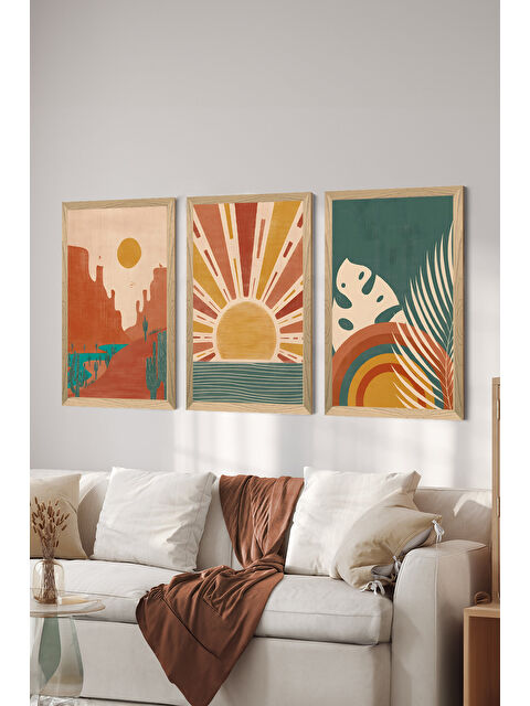 Artavessa 3 Parça Ahşap Çerçeve Görünümlü MDF Poster Tablo Seti - Set 13 - MDF3DSOHOSET13-1520