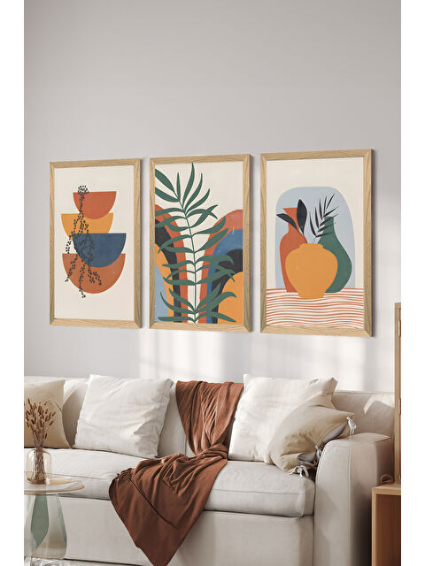 Artavessa 3 Parça Ahşap Çerçeve Görünümlü MDF Poster Tablo Seti - Set 2 - MDF3DSOHOSET2-1520