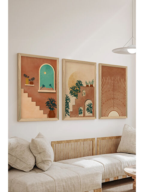 Artavessa 3 Parça Ahşap Çerçeve Görünümlü MDF Poster Tablo Seti - Set 27 - MDF3DSOHOSET27-1520