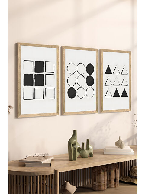 Artavessa 3 Parça Ahşap Çerçeve Görünümlü MDF Poster Tablo Seti - Set 34 - MDF3DSOHOSET34-3348