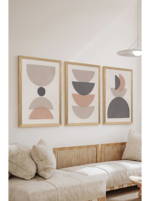 Artavessa 3 Parça Ahşap Çerçeve Görünümlü MDF Poster Tablo Seti - Set 35 - MDF3DSOHOSET35-2030