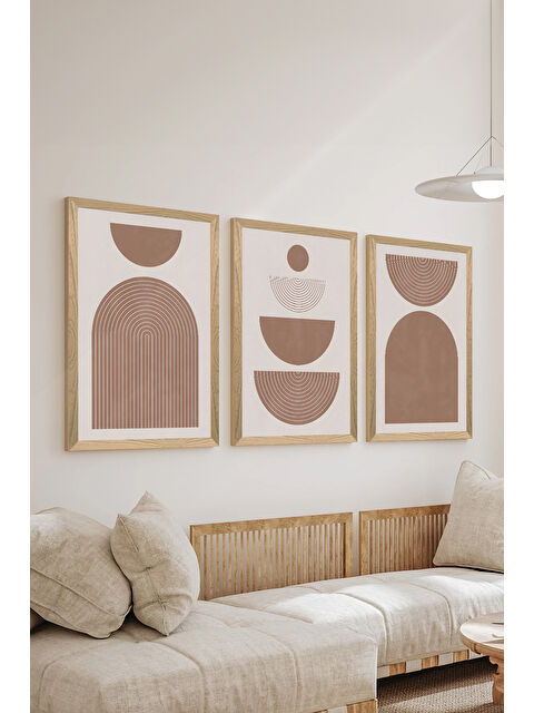 Artavessa 3 Parça Ahşap Çerçeve Görünümlü MDF Poster Tablo Seti - Set 43 - MDF3DSOHOSET43-3348