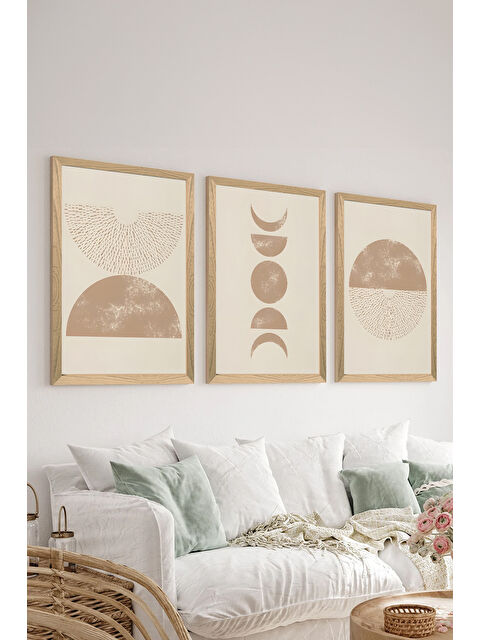Artavessa 3 Parça Ahşap Çerçeve Görünümlü MDF Poster Tablo Seti - Set 4 - MDF3DSOHOSET4-3348