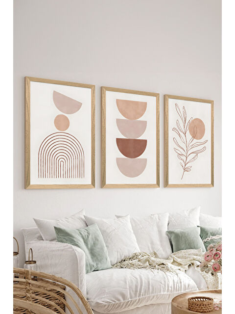 Artavessa 3 Parça Ahşap Çerçeve Görünümlü MDF Poster Tablo Seti - Set 44 - MDF3DSOHOSET44-2030