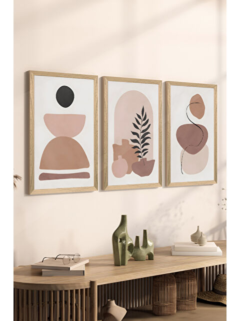 Artavessa 3 Parça Ahşap Çerçeve Görünümlü MDF Poster Tablo Seti - Set 50 - MDF3DSOHOSET50-2030