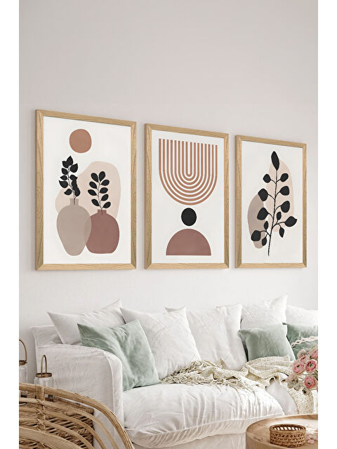 Artavessa 3 Parça Ahşap Çerçeve Görünümlü MDF Poster Tablo Seti - Set 60 - MDF3DSOHOSET60-1520