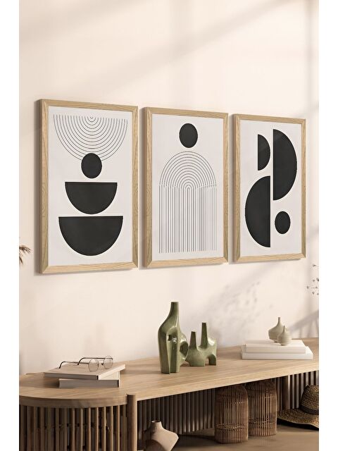 Artavessa 3 Parça Ahşap Çerçeve Görünümlü MDF Poster Tablo Seti - Set 62 - MDF3DSOHOSET62-1520