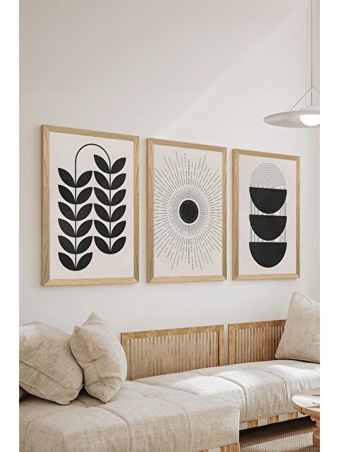 Artavessa 3 Parça Ahşap Çerçeve Görünümlü MDF Poster Tablo Seti - Set 63 - MDF3DSOHOSET63-2030