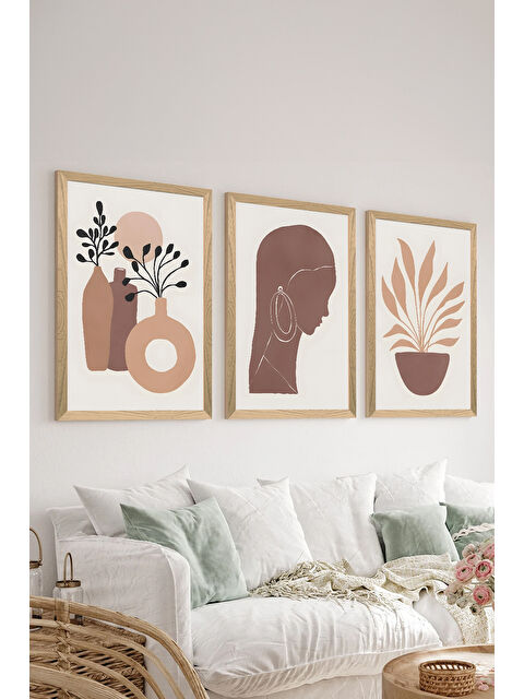 Artavessa 3 Parça Ahşap Çerçeve Görünümlü MDF Poster Tablo Seti - Set 64 - MDF3DSOHOSET64-1520