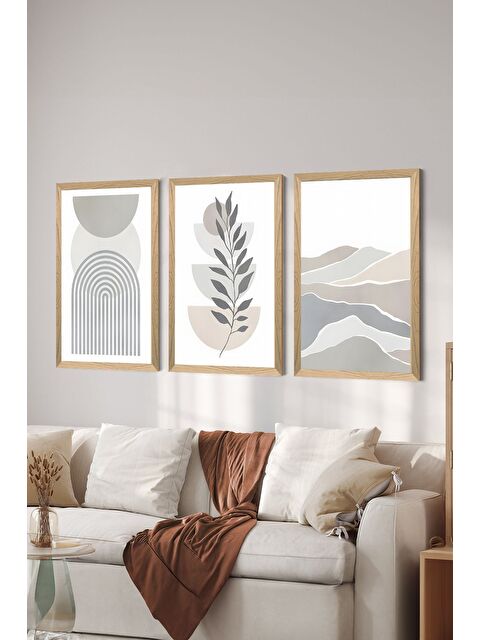 Artavessa 3 Parça Ahşap Çerçeve Görünümlü MDF Poster Tablo Seti - Set 65 - MDF3DSOHOSET65-3348
