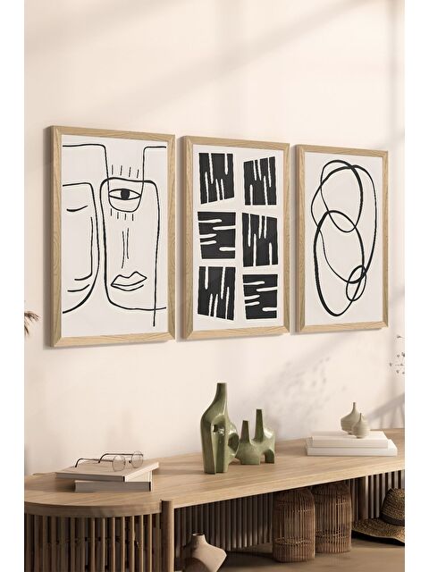 Artavessa 3 Parça Ahşap Çerçeve Görünümlü MDF Poster Tablo Seti - Set 70 - MDF3DSOHOSET70-1520