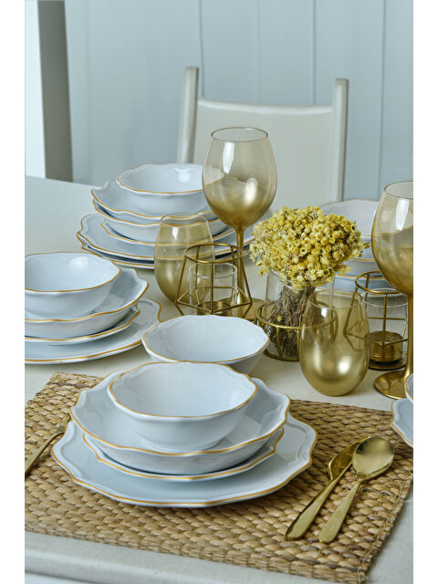 Keramika Beyaz Gold File Romeo Yemek Takımı 24 Parça 6 Kişilik - S000142480-20063