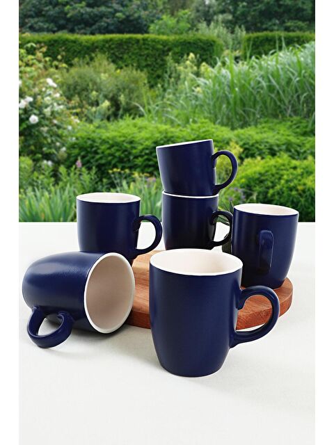 Keramika Mat Kobalt  / Beyaz Bulut Kupa 9 Cm 6 Adet - S000027310-23173