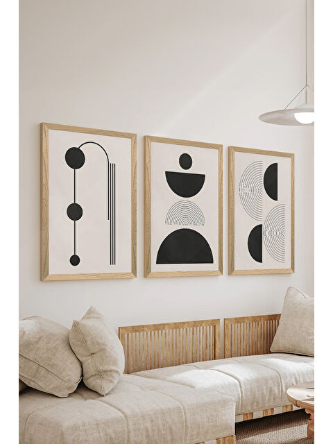 Artavessa 3 Parça Ahşap Çerçeve Görünümlü MDF Poster Tablo Seti - Set 83 - MDF3DSOHOSET83-3348