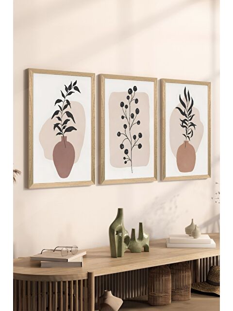 Artavessa 3 Parça Ahşap Çerçeve Görünümlü MDF Poster Tablo Seti - Set 89 - MDF3DSOHOSET89-2030