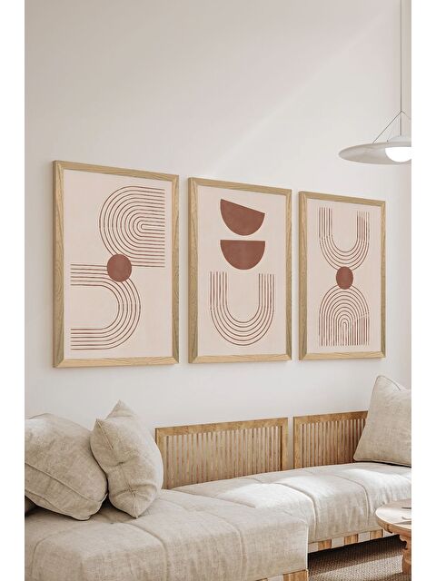 Artavessa 3 Parça Ahşap Çerçeve Görünümlü MDF Poster Tablo Seti - Set 90 - MDF3DSOHOSET90-3348