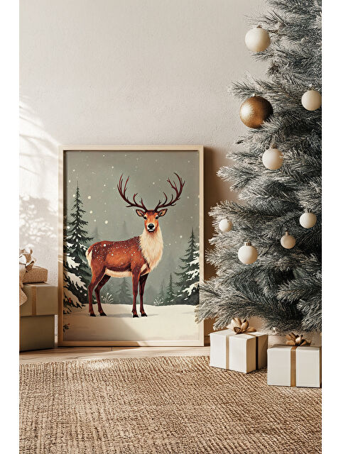 Artavessa Tek Parça Gerçek Ham Ahşap Çerçeveli Yılbaşı(New Year) Temalı Tablo - Model 11 - NWYEARSNGMDL11-3348