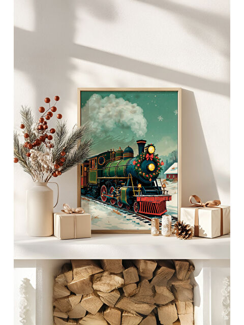 Artavessa Tek Parça Gerçek Ham Ahşap Çerçeveli Yılbaşı(New Year) Temalı Tablo - Model 12 - NWYEARSNGMDL12-3348