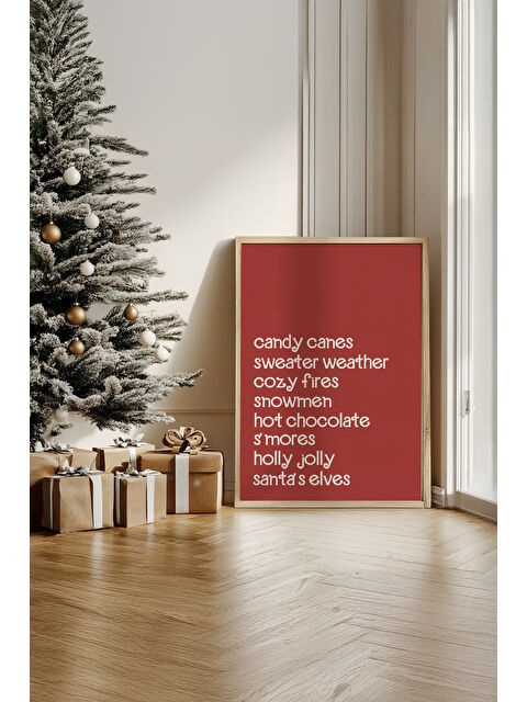 Artavessa Tek Parça Gerçek Ham Ahşap Çerçeveli Yılbaşı(New Year) Temalı Tablo - Model 22 - NWYEARSNGMDL22-5070